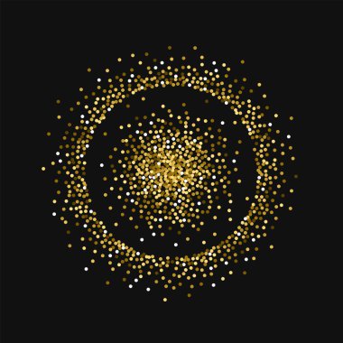 Siyah yuvarlak altın glitter ile altın glitter küçük çift daire yuvarlak Enchanting arka plan