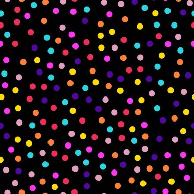 Memphis stili puantiyeli seamless modeli siyah arka plan harika modern memphis polka noktaları üzerinde