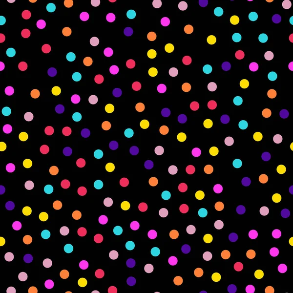 Memphis stijl polka dots naadloze patroon op zwarte achtergrond Awesome moderne memphis polka dots — Stockvector