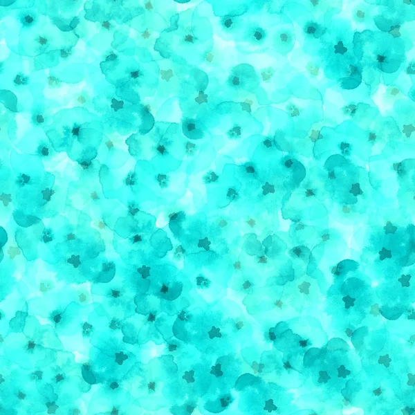 Zarte florale Muster cyan seidig Aquarell nahtlose Muster schön Aquarell abstrakten Hintergrund — Stockfoto