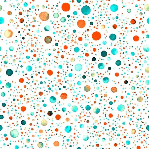 Akvarell konfetti sömlösa mönster Hand målade magnetiska cirklar som akvarell konfetti — Stockfoto