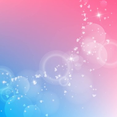 Düşen kalpler Sevgiliye arka plan büyük parlak sol üst köşede renk geçiş arka plan