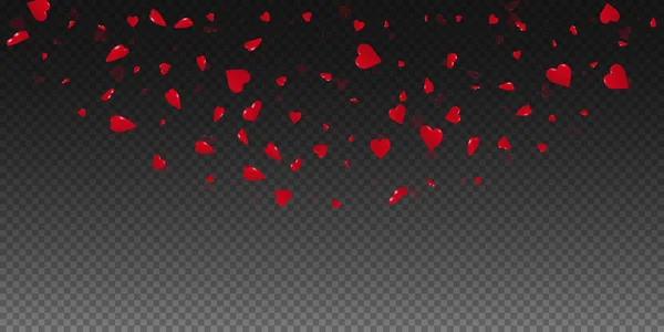 Corazones 3d fondo de San Valentín Semicírculo superior en rejilla transparente fondo oscuro corazones 3d — Vector de stock