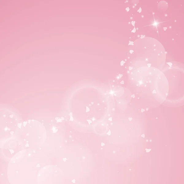 Coeurs tombants fond valentin Grand coin supérieur gauche radieux sur fond rose Coeurs tombants — Image vectorielle