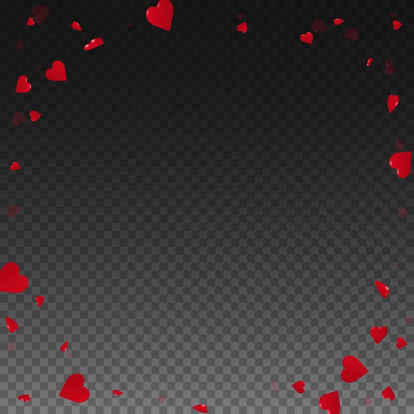 3D hjärtan alla hjärtans bakgrunden hörn stomme på transparent rutnät mörk bakgrund 3d hjärtan — Stock vektor