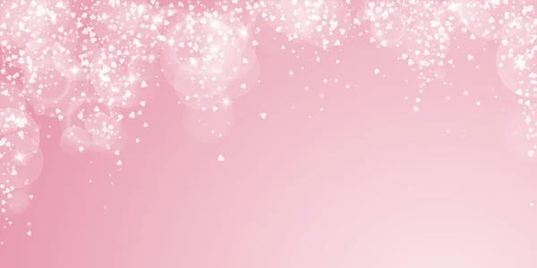 Corazones que caen fondo de San Valentín Lluvia que cae sobre fondo rosado Corazones que caen día de San Valentín — Vector de stock