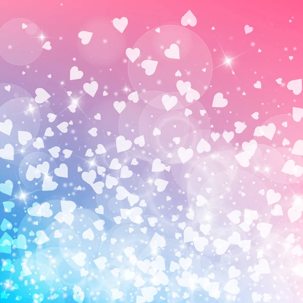 Falling hearts valentine background Bottom gradient on color transition background Falling hearts — Stock Vector
