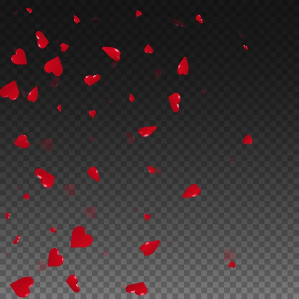 Corazones 3d valentine fondo Gradiente izquierdo en rejilla transparente fondo oscuro corazones 3d — Archivo Imágenes Vectoriales