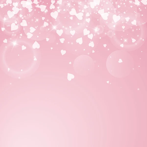 Coeurs tombants fond valentin Haut dégradé Scatter sur fond rose Coeurs tombants — Image vectorielle