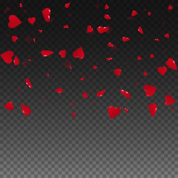 3d hearts valentine background Gradien atas persegi pada grid transparan Latar belakang gelap 3d hearts - Stok Vektor