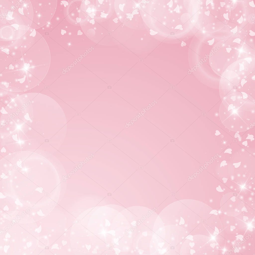 Falling hearts valentine background Chaotic border on pink background Falling hearts valentines
