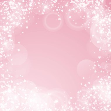 Sabit kalpler Sevgililer arka plan yuvarlak pembe arka plan düşüyor kalpleri üzerinde rasgele çerçeve