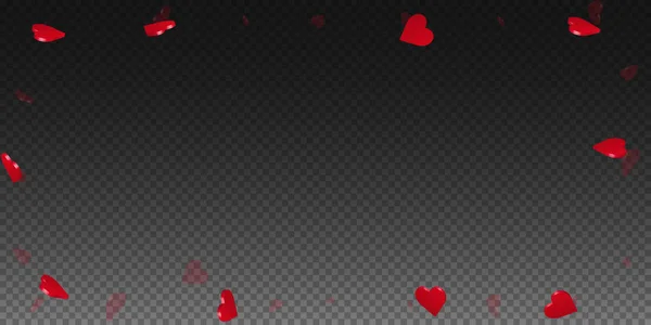 Rama tło szeroko rozproszone valentine serca 3D na ciemnym tle przezroczysta siatka 3d serca — Wektor stockowy