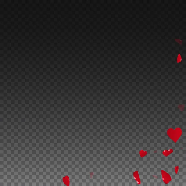 Coeurs 3d fond valentin Résumé coin inférieur droit sur grille transparente fond sombre 3d — Image vectorielle