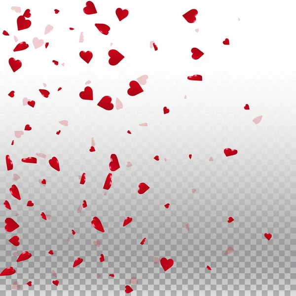 3d corações valentine fundo esquerda gradiente no transparente grade luz fundo 3d corações — Vetor de Stock