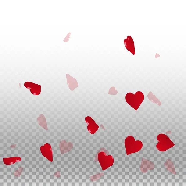 3d corazones valentine fondo gradiente inferior en rejilla transparente luz fondo 3d corazones — Archivo Imágenes Vectoriales