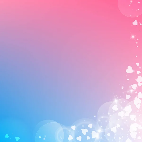 Fallende Herzen valentine Hintergrund abstrakt rechts unten Ecke auf Farbübergang Hintergrund — Stockvektor