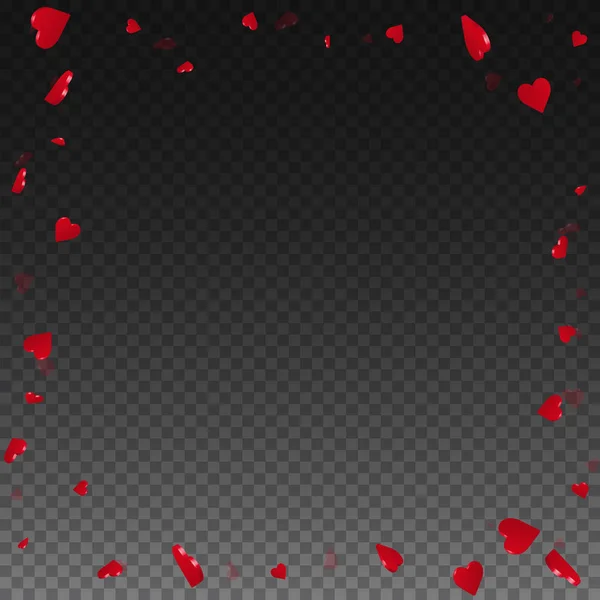 3D hjärtan alla hjärtans bakgrunden Chaotic gränsar på transparent rutnät mörk bakgrund 3d hjärtan — Stock vektor