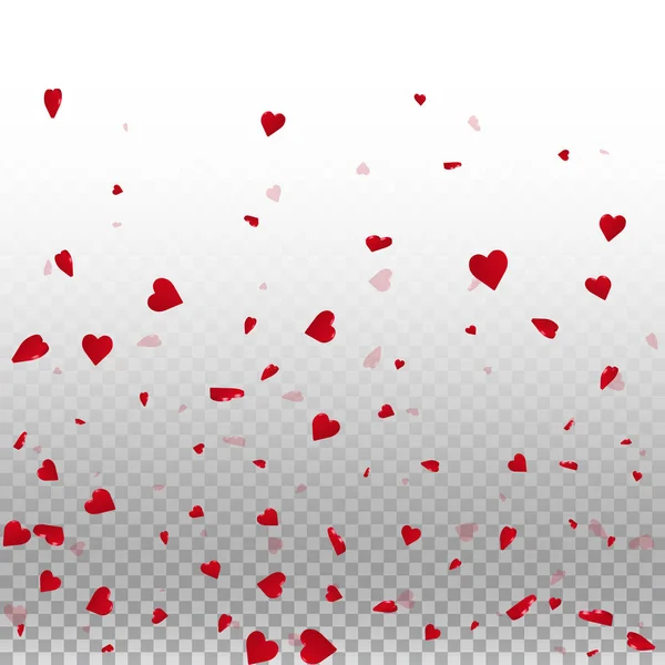 3d hearts valentine background Bottom gradient on transparent grid light background 3d hearts — Stock Vector