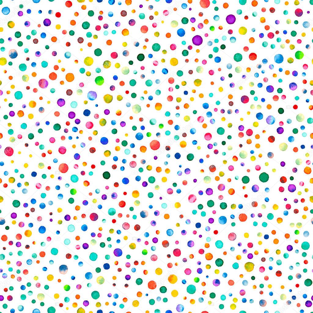 Watercolor confetti seamless pattern Hand painted divine circles Watercolor confetti circles