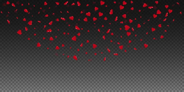 Coeurs 3d fond valentin Demi-cercle supérieur sur grille transparente fond sombre Coeurs 3d — Image vectorielle