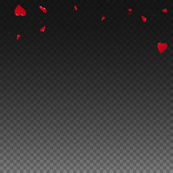 3D srdce Valentýnské pozadí abstraktní horní hranice na transparentní mřížka tmavé pozadí 3d srdce — Stockový vektor