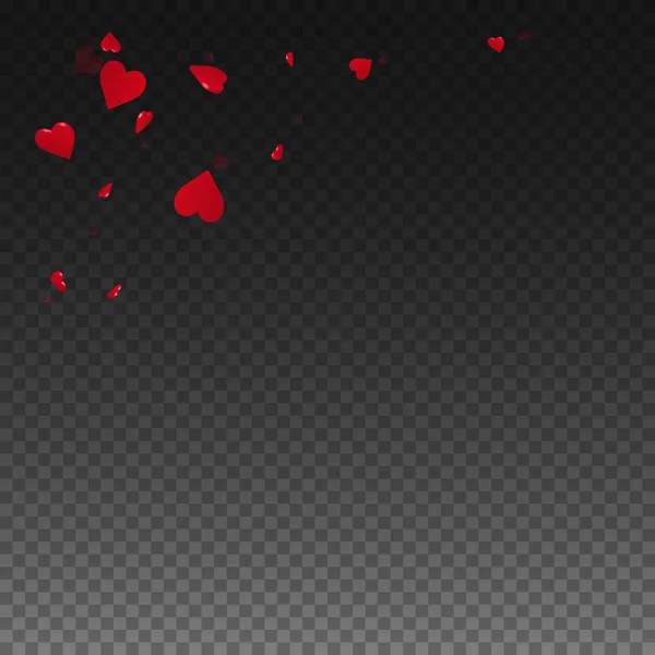 3D srdce Valentýnské pozadí levý horní roh na transparentní mřížka tmavé pozadí 3d srdce — Stockový vektor