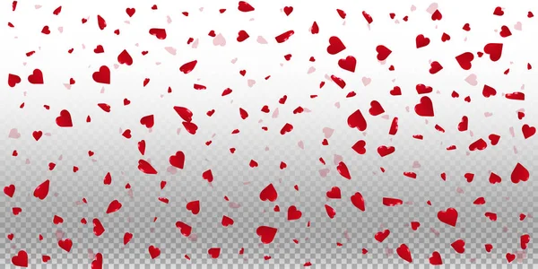 3d Herzen valentine Hintergrund breite Streuung auf transparentem Gitter Licht Hintergrund 3d Herzen — Stockvektor