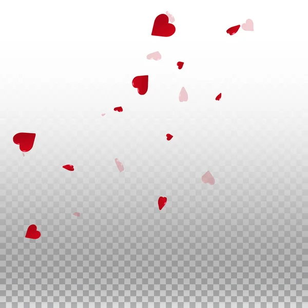 3d hearts valentine background Radiant left top corner on transparent grid light background 3d - Stok Vektor