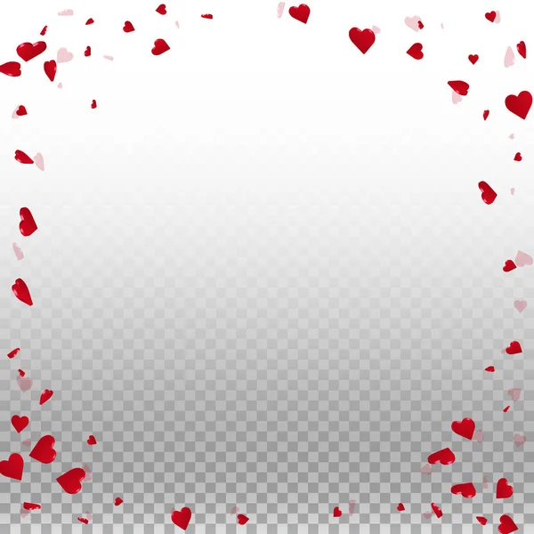 3d corações valentine fundo canto moldura na grade transparente luz fundo 3d corações — Vetor de Stock
