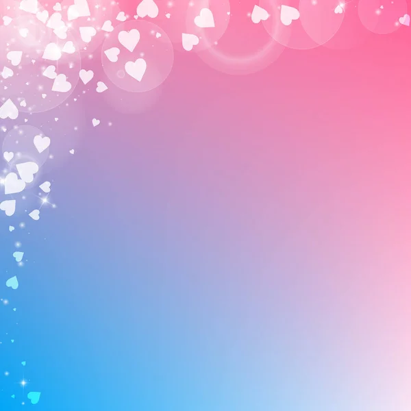 Dalende harten Valentijn achtergrond abstracte linker boven hoek op overgang achtergrondkleur — Stockvector