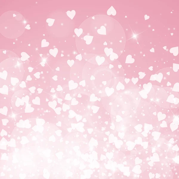 Coeurs tombants fond valentin Gradient inférieur sur fond rose Coeurs tombants valentines — Image vectorielle