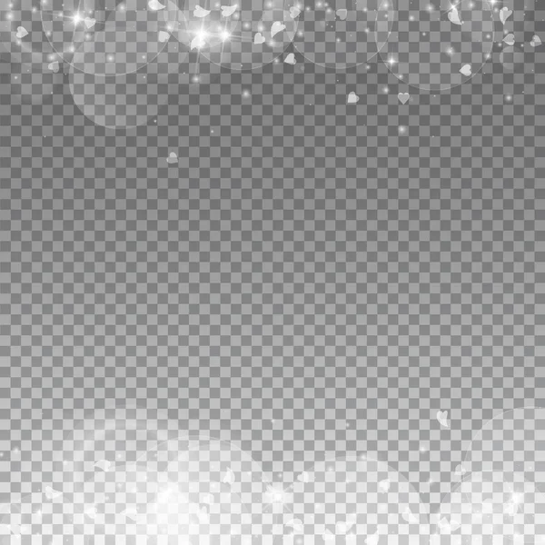 Coeurs tombants fond valentin Frontières sur grille transparente fond sombre Coeurs tombants — Image vectorielle