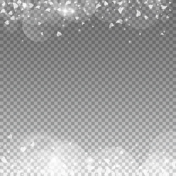 Corazones que caen fondo de San Valentín Fronteras sobre rejilla transparente fondo oscuro Corazones que caen — Archivo Imágenes Vectoriales