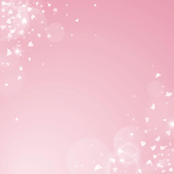 散布図の落下心バレンタイン背景ピンク背景立ち下がりの心に抽象的なコーナー — ストックベクタ