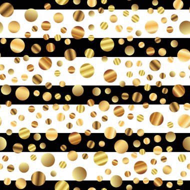 Altın nokta seamless modeli siyah beyaz çizgili arka plan muhteşem degrade altın noktalar üzerinde