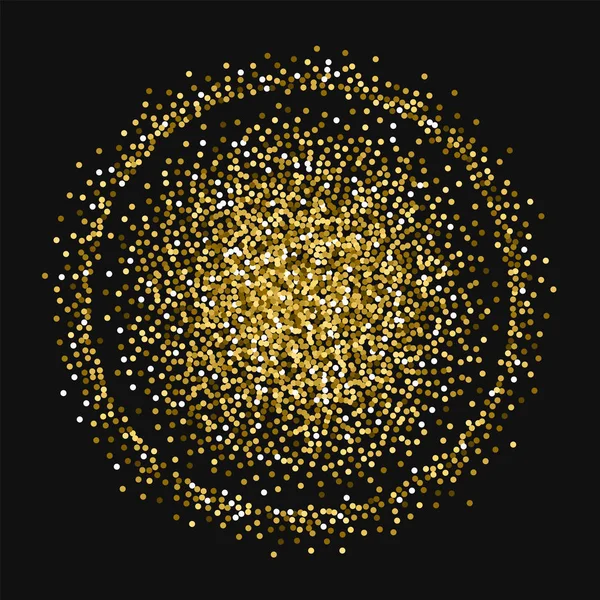 Round gold glitter Double circle with round gold glitter on black background Wonderful Vector