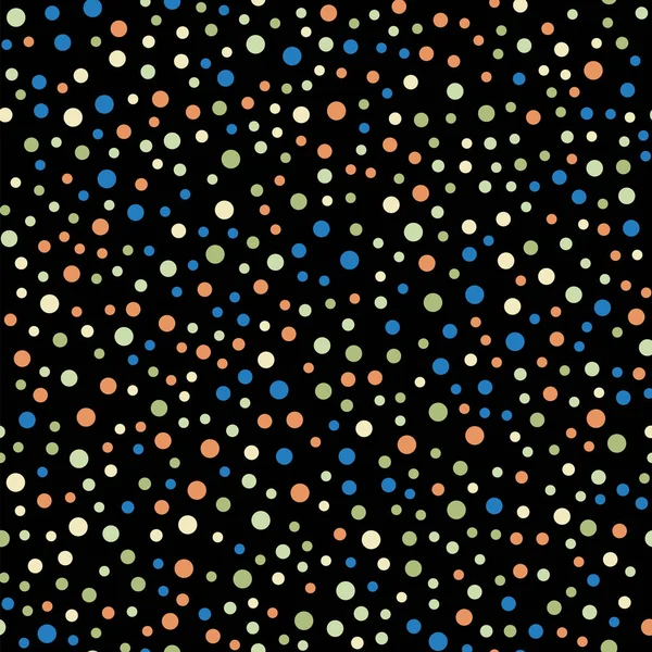 Pois colorés motif sans couture sur fond noir 6 Incroyable classique pois colorés — Image vectorielle