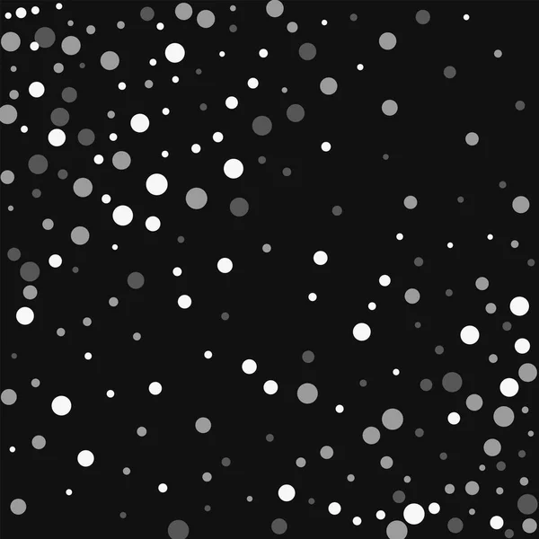 Pois blancs tombants Modèle abstrait dispersé avec des points blancs tombants sur fond noir Vecteur — Image vectorielle