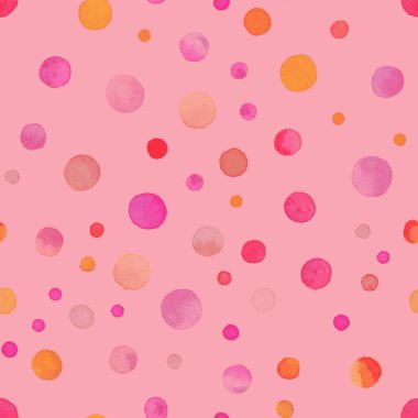 Suluboya konfeti seamless modeli el fantastik boyalı daireli suluboya konfeti daire