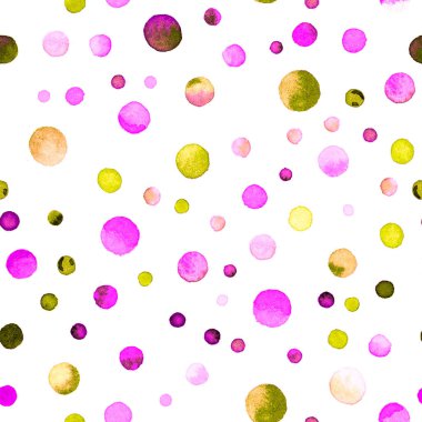 Suluboya konfeti seamless modeli el değerli boyalı daireli suluboya konfeti daire