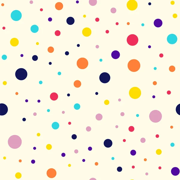 Memphis stijl polka dots naadloze patroon op melk achtergrond betoverende moderne memphis polka dots — Stockvector