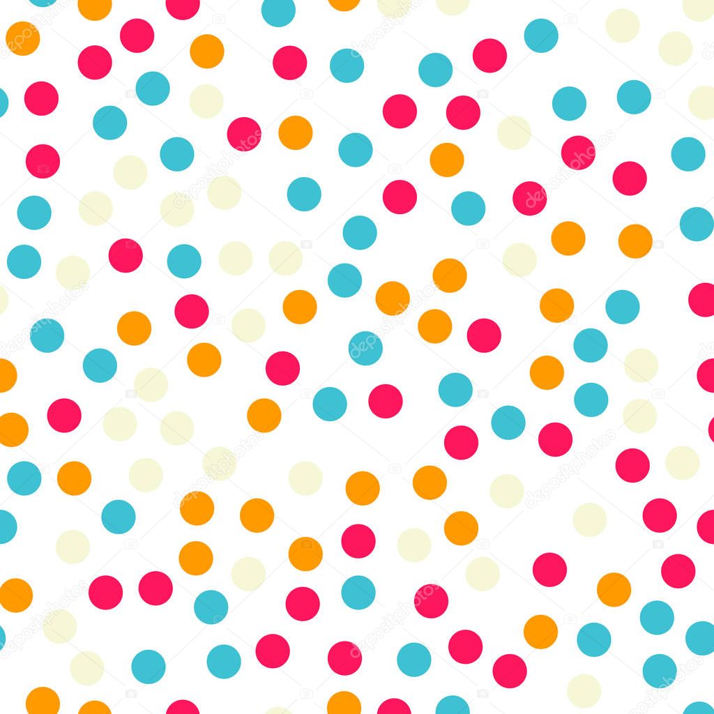 Colorful polka dots seamless pattern on white 18 background Delightful classic colorful polka dots