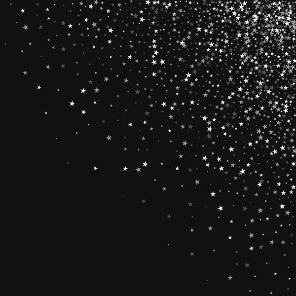 Increíbles estrellas cayendo Esparcidas esquina superior derecha con increíbles estrellas cayendo sobre fondo negro — Archivo Imágenes Vectoriales