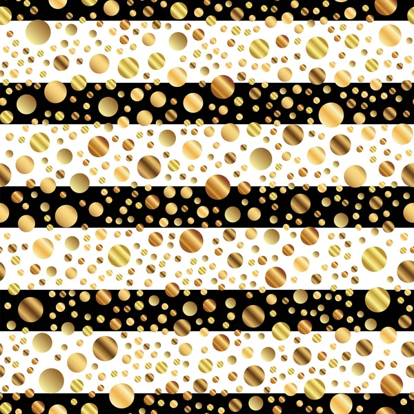 Золотые точки плавный узор на черно-белом полосатом фоне Захватывающие градиентные золотые точки — стоковый вектор