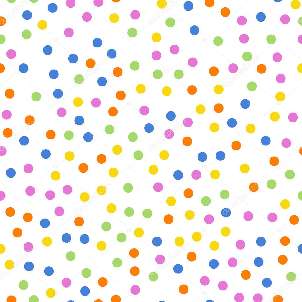 Patrón transparente de topos de colores sobre fondo blanco 2 bastante