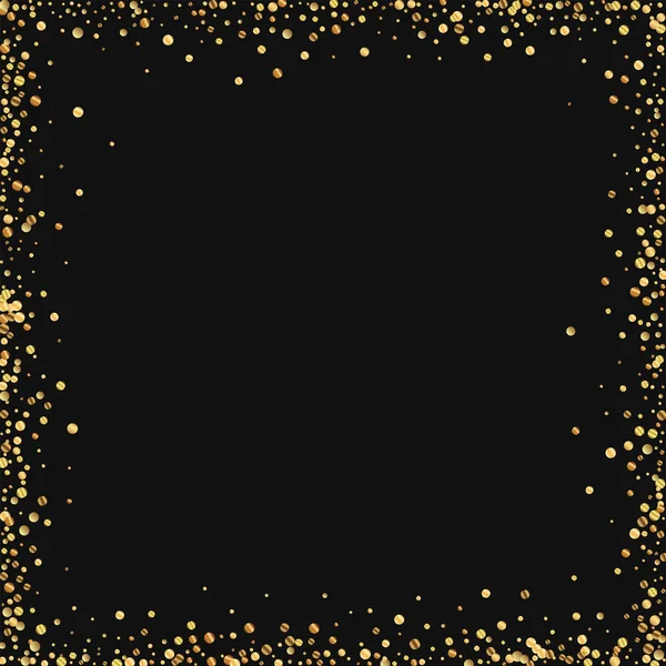 Siyah arka planda vektör çizim altın konfeti kaotik çerçeve