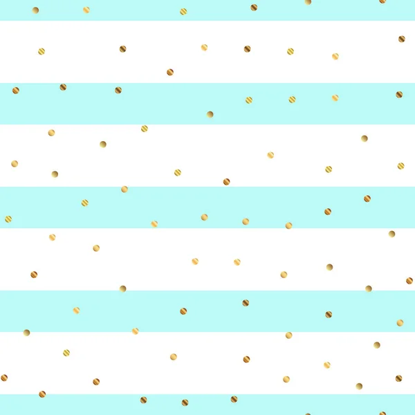 Golden dots seamless pattern on blue striped background Ideal gradient golden dots endless random — Stock Vector