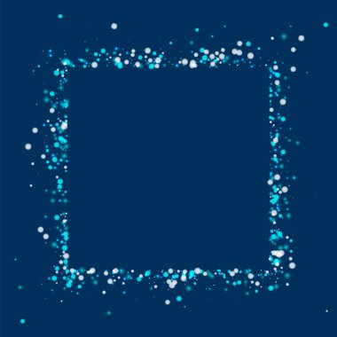 Düşen kar kare inanılmaz derin mavi arka plan üzerinde şaşırtıcı yağan kar ile soyut sınır