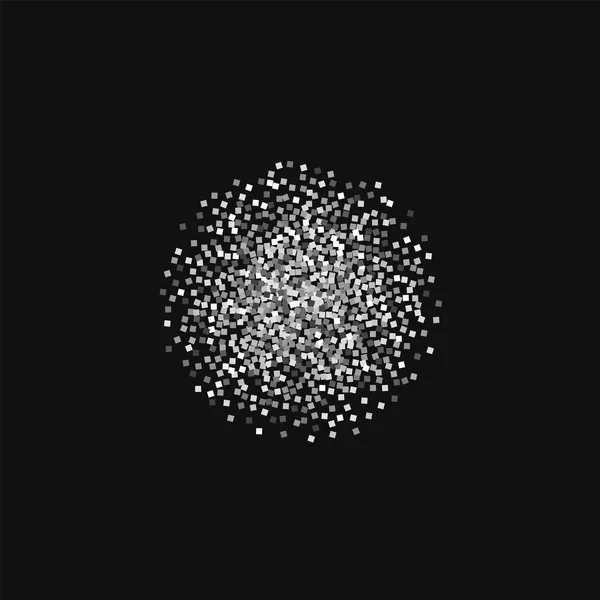 Paillettes argentées Petite sphère avec paillettes argentées sur fond noir Illustration vectorielle magnifique — Image vectorielle